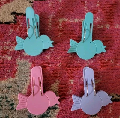 4 pinzas para ropa de lavadero chic rosa azul bluebirds little happy bird Foto 1 de 2