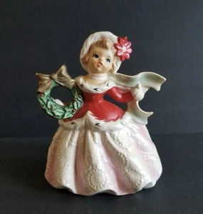 Schwer zu finden Vintage Holiday CHRISTMAS GIRL Übertopf Lady Napcoware Keramik Rarität - Bild 1 von 7