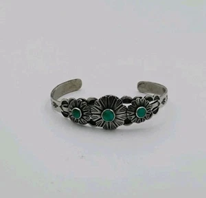 Vintage Native American 3 Turquoise Cuff Bracelet - Picture 1 of 4