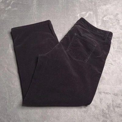 Pantalones de mezclilla Woolrich para mujer de pana pierna ancha 12 tiro medio negros elásticos alterados cortos Foto 1 de 4