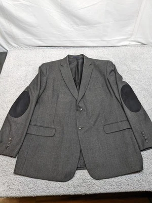 Club Room Mens Blazer 48L Gray Plaid Classic Fit 2 Button Elbow Patches - Image 1 of 4