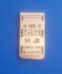 Vintage Gold Tone Money Clip. 100 "fnV7X" No 7 Seventh Race Win. 7, July 1977 - Picture 1 of 3