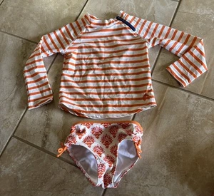 Cabana Life Girl's Stripped Rashguard & Bikini Bottoms Swim Set 4T - Picture 1 of 7