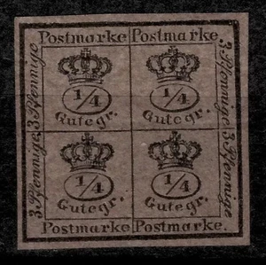 German States Braunschweig 1857 Block of Four ¼-Stamps ☀ Unused stamp MNG - Picture 1 of 2