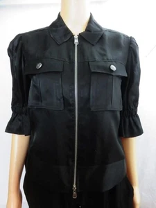 Cinq a Sept Holly Jacke schwarz Satin Bomber Rüschenärmel 5 a 7 Größe XS - Bild 1 von 6
