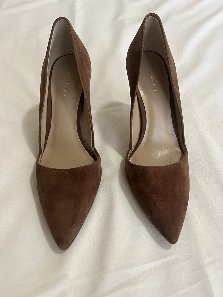 Женские замшевые туфли-лодочки Ann Taylor на каблуке Stilletto коричневые размер 6,5 M с заостренным носком - Изображение 1 из 4