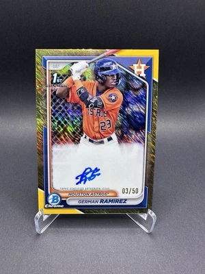 2024 Bowman - Chrome Prospect Autographs German Ramirez #CPA-GR Gold Shimmer /50 - Image 1 of 2