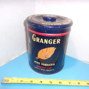 Pipa de corte áspero Granger vintage puntero de tabaco perro cigarrillo lata vacía - Imagen 1 de 10