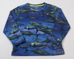 Reel Legends Free Line Boys Fish Print Activewear Long Sleeve Shirt Size M - Picture 1 of 5