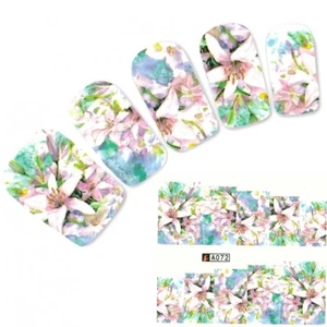 Tattoo Nail Blumen Lilien Blätter Aufkleber Nagel Sticker Nägel Fuß Water Decal - Picture 1 of 2