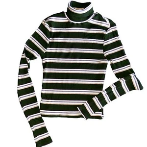 Suéter Grande BDG Urban Outfitters Cuello Alto Rayas Verdes Nuevo con Etiquetas - Imagen 1 de 3