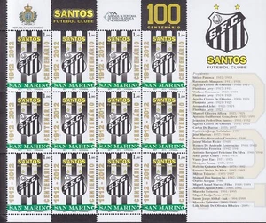 SAN MARINO 2012 SANTOS FUTEBOL CLUB MINIFOGLIO € 1 x Nr.12 MNH ** - Bild 1 von 1