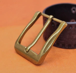 40mm Cool Retro Antique Brass Casual Men Single Pin Prong Leather Belt Buckle - Picture 1 of 10
