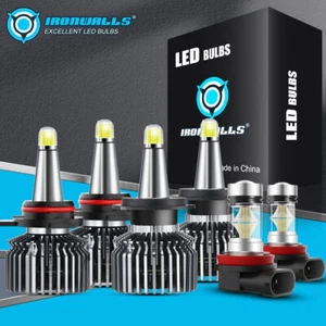 8-sides Combo 9005 H7 H11 LED Headlight Bulbs High Low Beam Fog Light White 6pcs - Picture 1 of 12