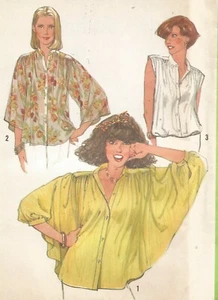 8348 Camicetta Simplicity modello da cucire NON TAGLIATA opzionale maniche ad ala di pipistrello vintage anni 70 - Foto 1 di 4