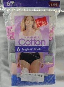 Hanes Womens BRIEFS 6 Medium Panties Size 6 M BREATHABLE COTTON Pack Of 6 - Picture 1 of 4