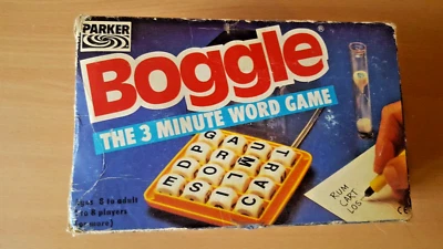 Boggle 1992 3 Minute Word Dice Game by Parker Vintage Complete  - Image 1 of 3