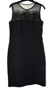 Chetta B Sunhee Black Sheer Floral Top Lord & Taylor Sleeveless Dress Size 8 NWT - Picture 1 of 10
