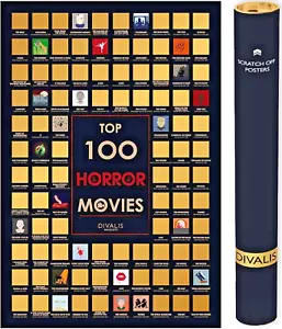 Divalis Top 100 Horror Movies Scratch off Poster 16x24 Scratchable Poster NEW - Picture 1 of 5