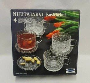 Tasses et sauces en verre transparent Oiva Toikka Kastehelmi 1964 Arabie Finlande Nuutajärvi - Photo 1/6