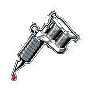 Tattoo Gun Sticker Vinyl punk drift scary halloween decor horror - Picture 1 of 4