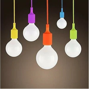 E26/E27 Silicone Ceiling Pendant Lamp Holder Industrial Vintage Light Home Decor - Picture 1 of 24