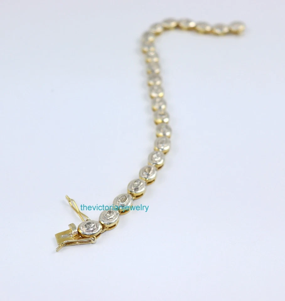 Uncut Polki Diamond Bracelet 925 Sterling Silver Handmade Victorian Jewelry - Image 1 of 1