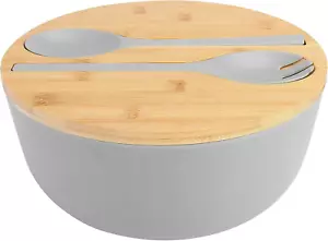 Large Salad Bowl with Lid, Bamboo Fiber Salad Serving Bowl Set with Utensils, 9. - Picture 1 of 7