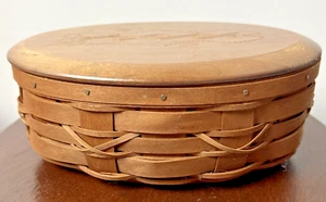 Longaberger Fall Kickoff Basket Woodcraft Football Lid BEE 2008 Oval - Picture 1 of 11