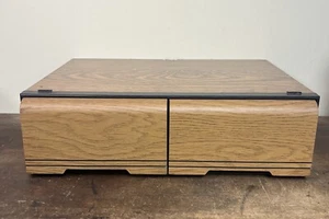 Vintage VHS Tape Faux Wood Two Drawer Storage Cabinet Case Organizer 18 VHS - Picture 1 of 8