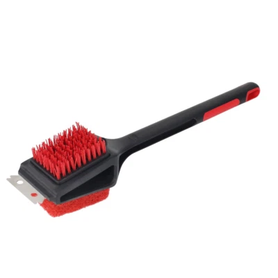 Expert Grill Nylon 3 in 1 Cleaning Grill Brush with Stainless Steel Scraper