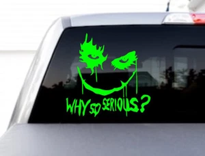 Green Joker Why So Serious STICKER VINYL DECAL SUICIDE SQUAD HARLEY QUINN BATMAN - Picture 1 of 2