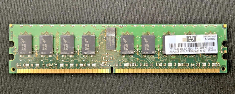 499276-061 HP MEMORY 2GB 1RX4 PC2 6400P DDR2 - 501157-001, 497765-B21 - Immagine 1 di 1