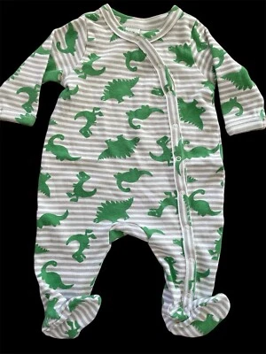 Nordstrom Bebé Usado en Excelente Condición Estampado de Dinosaurio Gris/Verde 100% Algodón Tejido Footie-Recién Nacido Foto 1 de 4