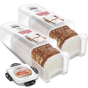 Bread Storage Container - 2 Pack BPA Free Plastic Bread Box with Ingeniously ... - Picture 1 of 7