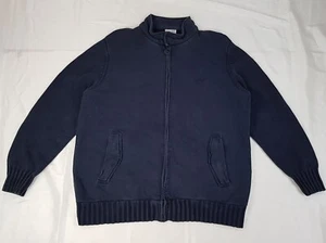 LACOSTE SIZE XL MENS NAVY COTTON LIGHTWEIGHT CARDIGAN JACKET WITH KNITED SLEEVES - Picture 1 of 24
