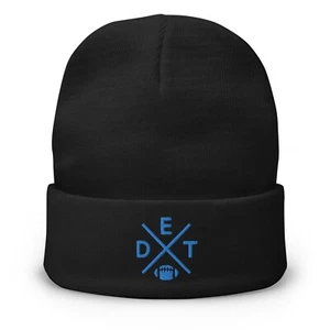 Detroit Football Retro DET Cross Winter Beanie Cap Hat - Picture 1 of 7