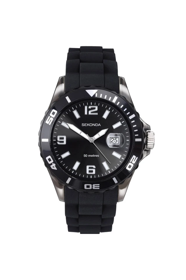 Sekonda Gents Black Silicone Strap 44mm Sports Watch 3361 - Image 1 of 1