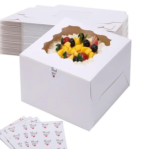 20pcs 9X9X5 Inches White Bakery Boxes Cake Boxes with Window Cookie Boxes Pas... - Picture 1 of 9