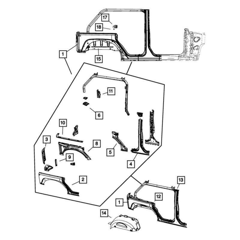 For Jeep Wrangler 2007-2011 Mopar Rear Driver Side Quarter Panel Patch Foto 1 de 1