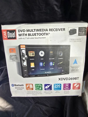 DUAL XDVD269BT RB 2 Din CD DVD Player Receiver USB AUX Bluetooth SD Camera Input - Image 1 of 4