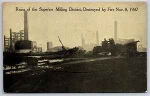 Superior Wisconsin ~ Ruinas del Distrito de Milling ~ Desastre por incendio ~ 8 de noviembre de 1907  - Imagen 1 de 2