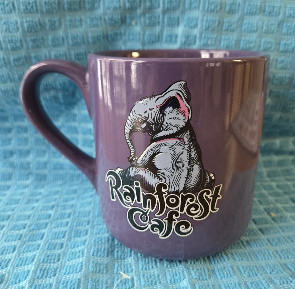 Rainforest Café, Tuki!, Purple Elephant, Taza de café, 16 oz, 2000, ENVÍO GRATUITO Foto 1 de 4