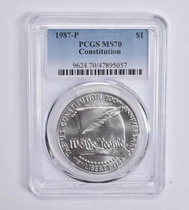 MS70 1987-P Constitution Commemorative Dollar PCGS Blue Lbl *9539 - Picture 1 of 5