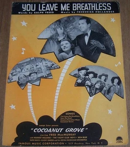 You Leave Me Breathless Cocoanut Grove Fred MacMurray 1938 Movie Sheet Music - Picture 1 of 1
