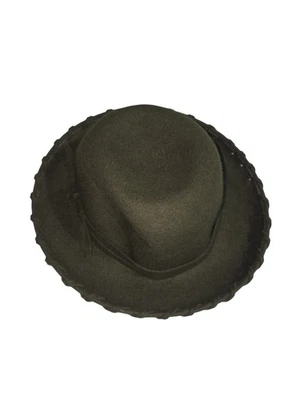 Mujer Lana Fieltro Borde Trenzado Ala Ancha Fedora Diseñador Verde Oliva RN13962 Foto 1 de 4
