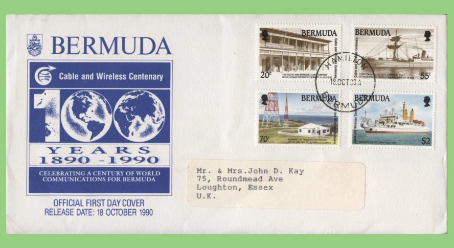 Bermuda 1990 Centenary of Cable and Wireless set First Day Cover - Image 1 of 1