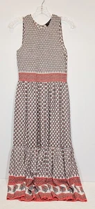 Vestido midi Ulla Johnson de seda sin mangas con volantes en capas talla 4 rosa marfil negro - Imagen 1 de 12