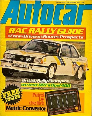 AUTOCAR MAGAZINE 21-NOV-81 - Toyota Cressida estate, RAC Rally Guide - Image 1 of 4