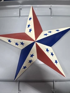 American Barn Star Red White Blue Metal Hanging - Picture 1 of 3